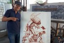 Φιλιππινέζος καλλιτέχνης δημιουργεί πίνακες χρησιμοποιώντας το δικό του το αίμα