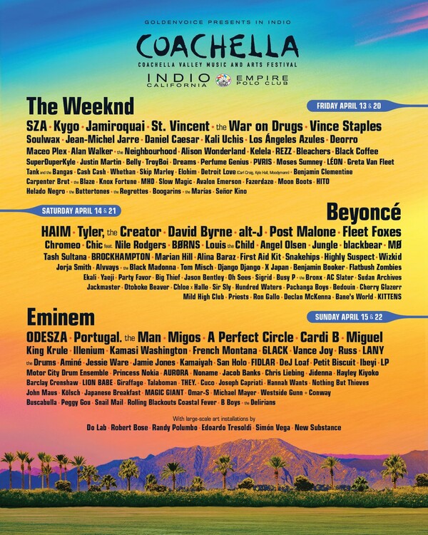 Beyoncé, The Weeknd και Eminem στο φετινό Coachella - Ανακοινώθηκαν όλα τα ονόματα