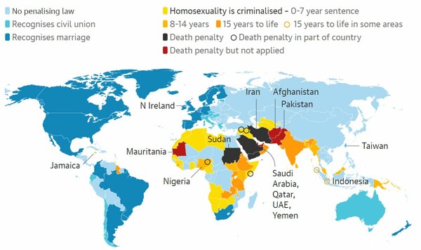 Σε ποιες χώρες παραμένει έγκλημα και τιμωρείται η σχέση μεταξύ ομοφυλόφιλων