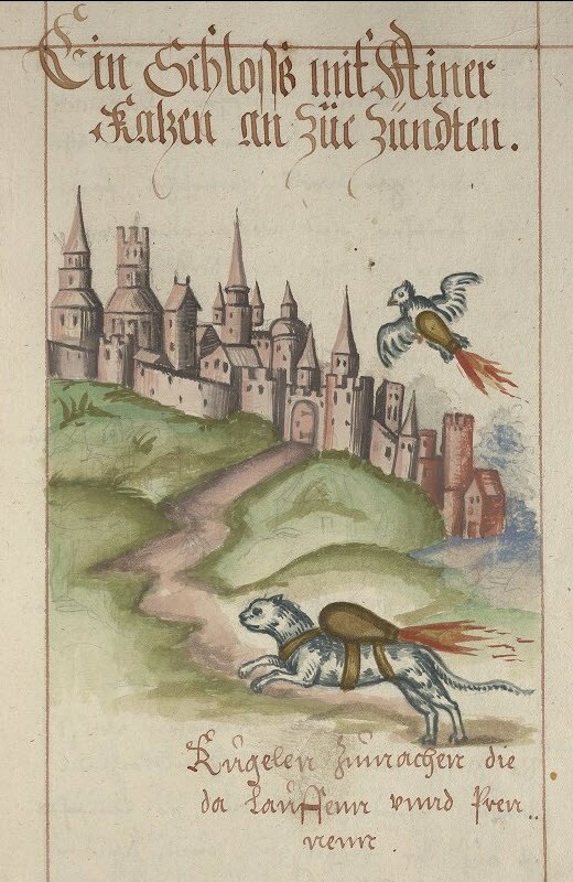 Γάτες-πύραυλοι σε βιβλίο πυροτεχνικής του 16ου αιώνα